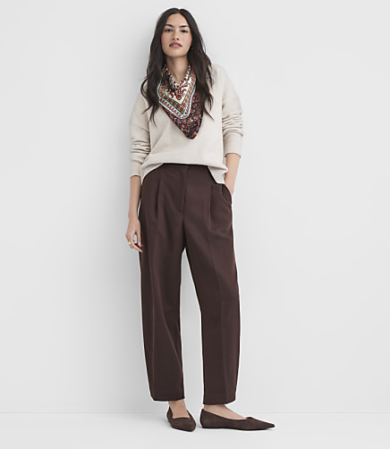 Adjustable Pull On Taper Pants in Twill - Iced Espresso