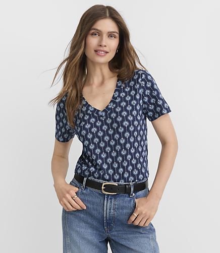 Petite Lotus Flower Everyday V-Neck Tee