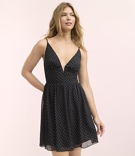 Lately Dotted V-Neck Mini Dress