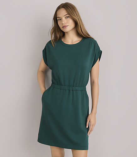 Lou & Grey Scubasoft Cinched Shoulder Mini Pocket Dress