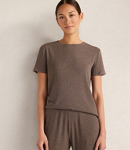 Haven Well Within Drapey Rib Knit Short Sleeve Crewneck