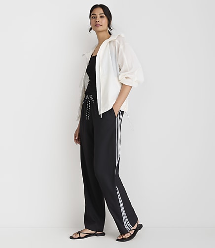 Petite Lou & Grey Side Stripe Wanderweave Straight Leg Pants