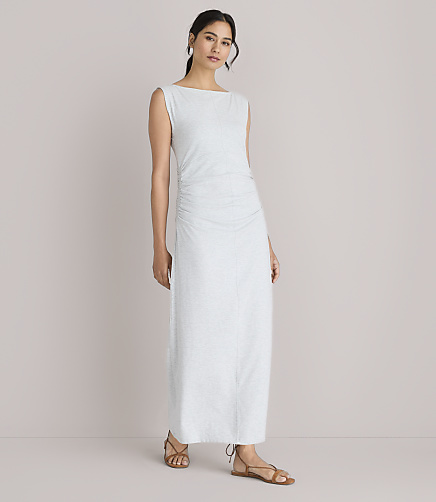 Petite Lou & Grey Heathered Ruched Boatneck Maxi Dress