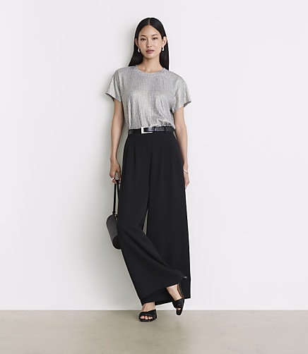 Petite LOFT Versa Shimmer Ribbed Tee