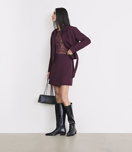 Petite LOFT Versa Crepe Drape Asymmetrical Mini Skirt
