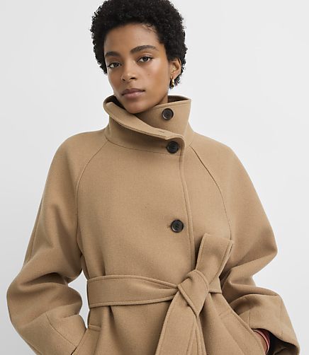 Belted Funnel Neck Coat