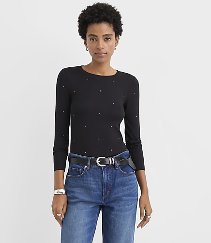 Sparkle Long Sleeve Crew Neck Tee