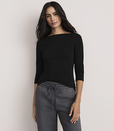 Lou & Grey Sheer Jersey Boatneck Top