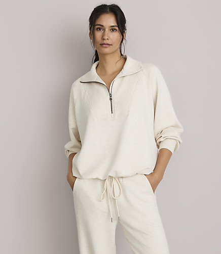 Lou & Grey Heathered Scubasoft Half Zip Top