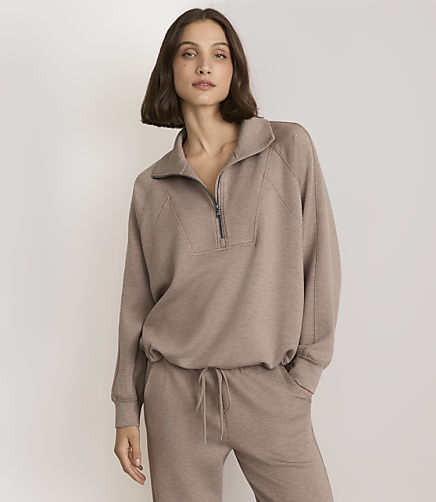 Lou & Grey Heathered Scubasoft Half Zip Top