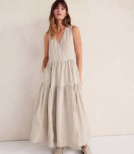 Haven Well Within Everweave Linen Tiered Wrap Dress