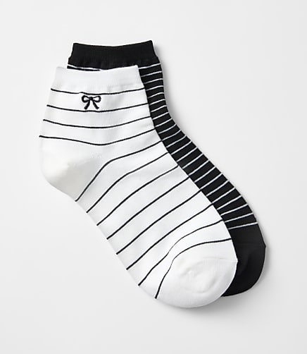 Bow Stripe Ankle Sock Set