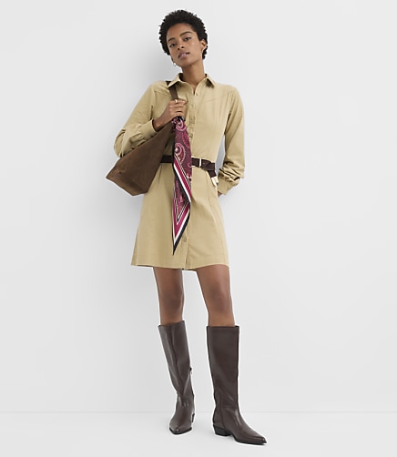 Corduroy Seamed Mini Shirtdress