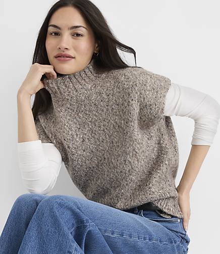 Flecked Angled Ribbed Wedge Sweater