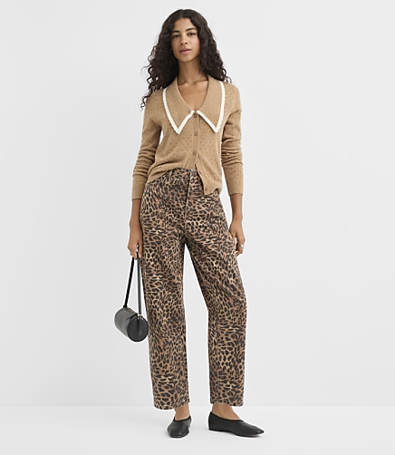 Rivete Tall High Rise Barrel Jeans Leopard Print