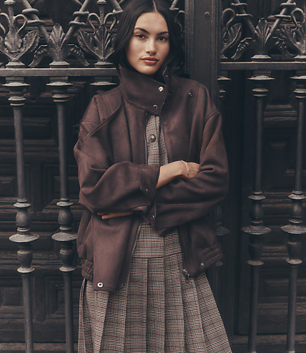 Faux Suede Asymmetrical Bomber Jacket