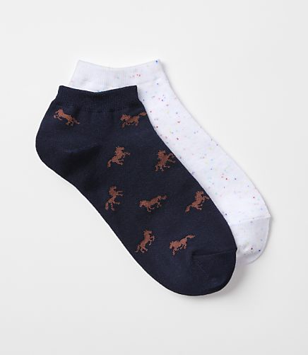 Horse & Flecked No Show Sock Set