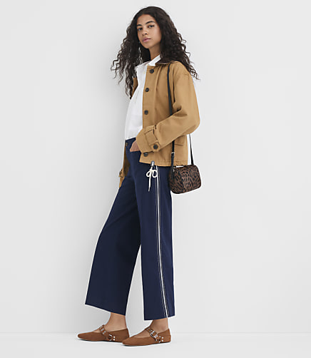 Palmer Wide Leg Crop Pants in Striped Twill