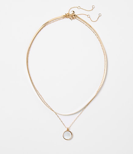 Mother Of Pearl Layered Necklace Set