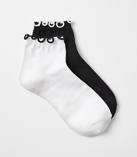 Tipped Ruffle Ankle Sock Set