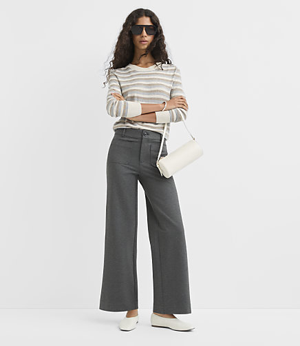 Palmer Wide Leg Pants in Heathered Ponte