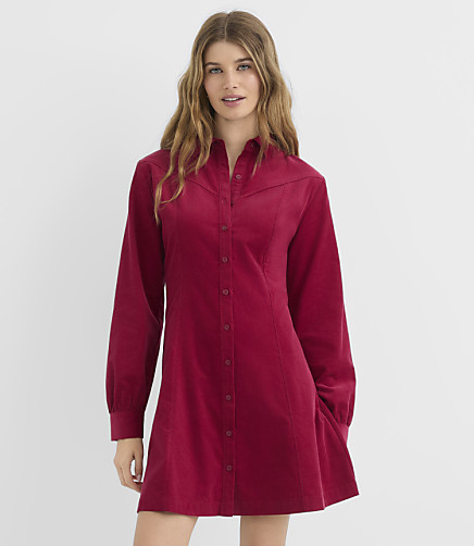 Petite Corduroy Seamed Mini Shirtdress