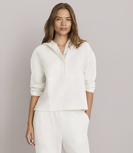 Lou & Grey Flecked Waffle Henley Hoodie