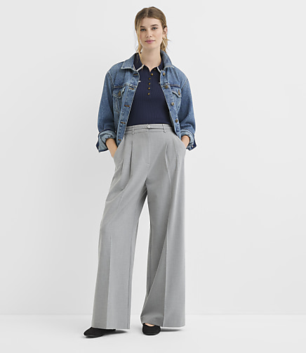 Belted Slouchy Trouser Pants in Heather