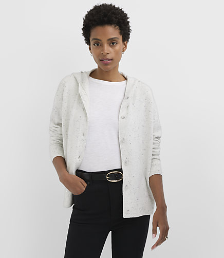 Petite Flecked Hoodie Cardigan