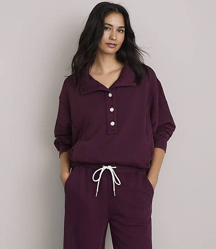 Petite Lou & Grey Garment Dyed Terrysoft Henley Pocket Top