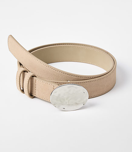 Textured Oval Buckle Leather Belt