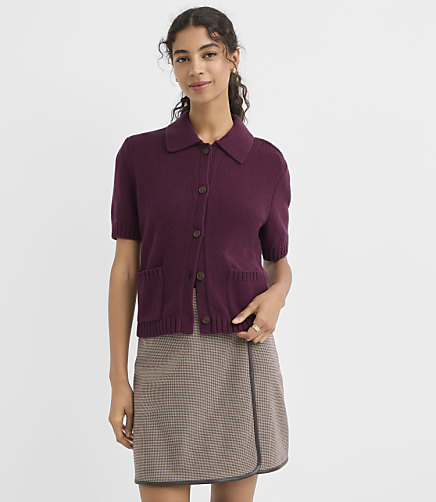 Petite Relaxed Short Sleeve Pocket Cardigan