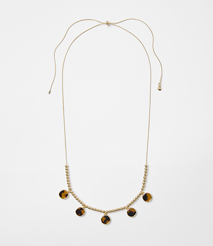 Tortoiseshell Print Circle Pull Tie Necklace
