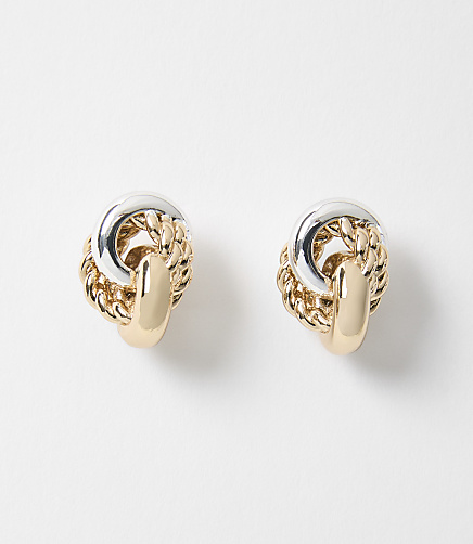 Mixed Metal Knot Stud Earrings