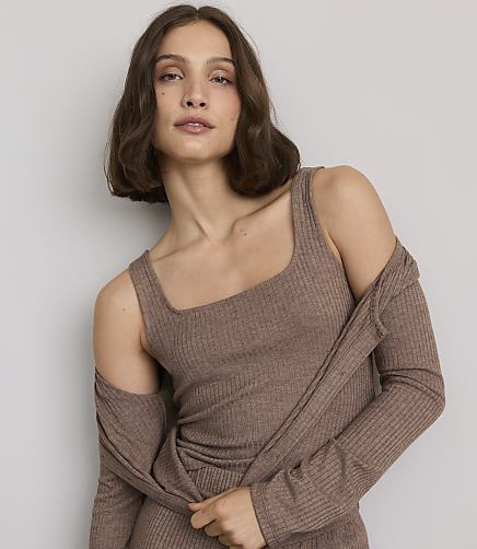 Petite Lou & Grey Heathered Brushed Ribbed Pajama Cami