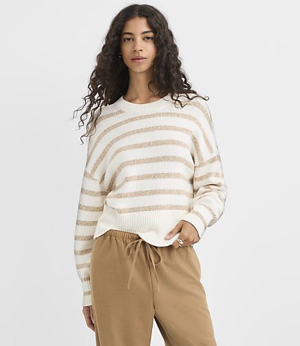 Petite Striped Ribtrim Dolman Sweater