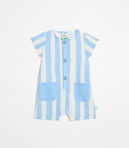 LOFT x Mon Coeur Linen Blue Cabana Romper