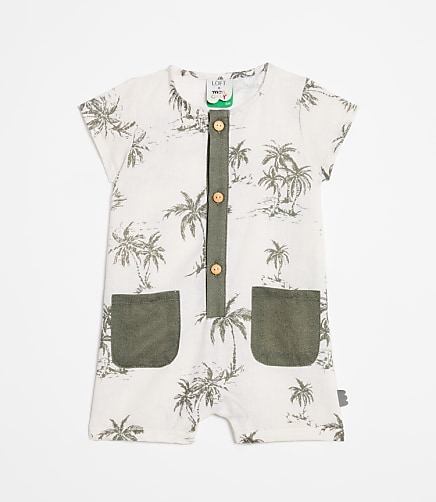 LOFT x Mon Coeur Linen Palm Tree Romper