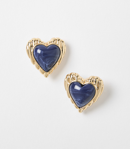 Marbleized Heart Stud Earrings
