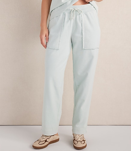 Haven Well Within Garment-Dyed Organic Cotton Terry Pants - Sea Glass Green