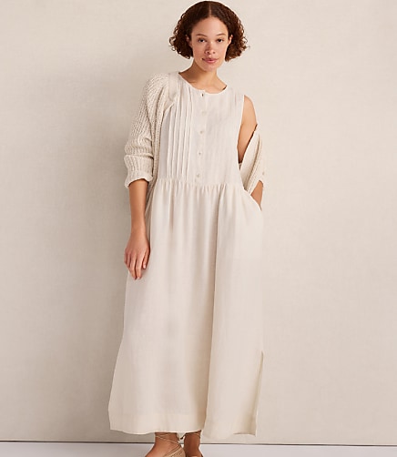 Haven Well Within Linen Pintuck Midi Dress