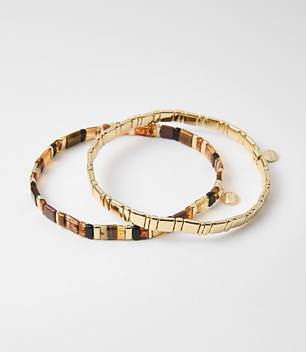 Tortoiseshell Print Chicklet Bracelet Set