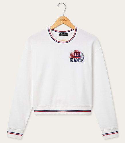 Junk Food New York Giants Striped Ribbed Cropped Fleece