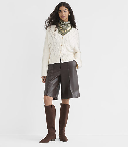Petite Bermuda Shorts in Faux Leather