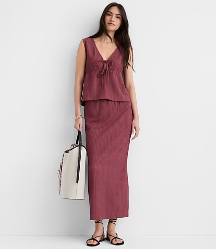 Textured Column Midi Skirt