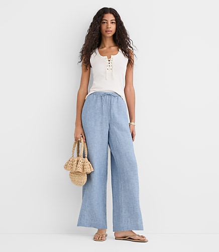 Petite Sawyer Pull On Pants in Linen