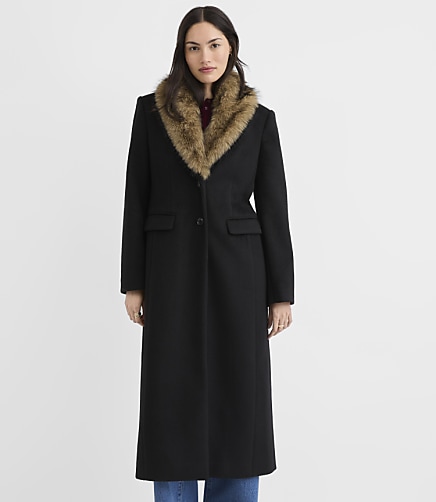 Faux Fur Shawl Collar Coat