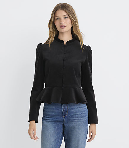 Stretch Velvet Peplum Jacket