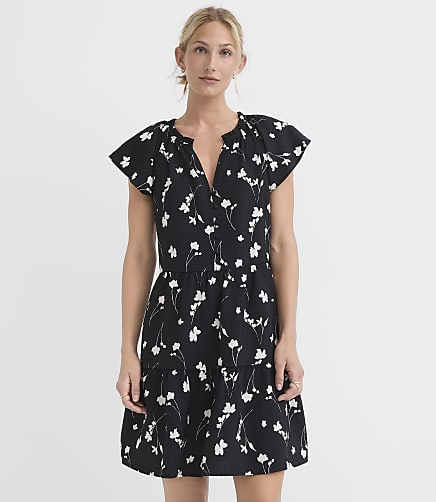 Petite Floral Flutter Tiered Mini Dress