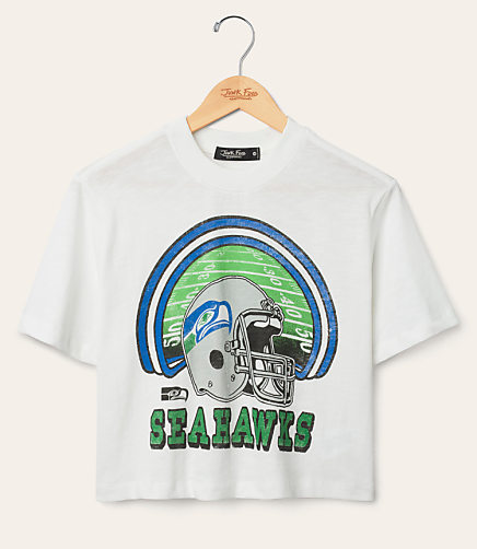 Junk Food Seattle Seahawks Game Time Mock Neck Crop Tee